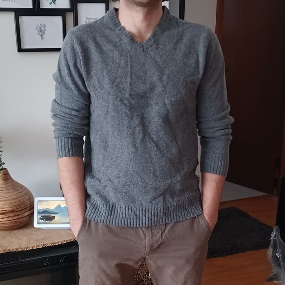 Lambswool Blend Men's Gray Sweater from Black Brown 1826 - Picture 3 of 14